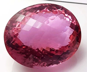Piedra preciosa de cuarzo rosa de 80 quilates con forma ovalada tamaño colgante de color rosa creado en laboratorio - Imagen 1 de 4