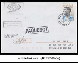 FRANCE - 2005 CMA CGM SPECIAL ENVELOPE POSTED AT SEA with CANCL. & SIGNED - Picture 1 of 1