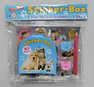 Bibi & Tina Sticker-Box Radiergummi Stift Tiersticker Giveaway Kindergeburtstag - Bild 1 von 2
