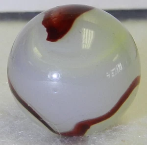 #18694m Large .74 Inches Anemic Vintage Akro Agate Egg Yolk Oxblood Marble - Picture 1 of 12