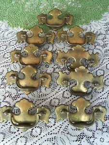 Brass Drawer Pulls with Screws for Desk, Dresser or Cabinets, Vintage Lot of 9 - Picture 1 of 2