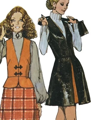 1960s A Line Mini Dress Skirt Peplum Vest Simplicity 8978 Sewing Pattern - Image 1 of 3