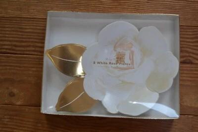 Meri Meri White Rose Plates Set of 8 NEW - Image 1 of 2