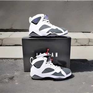 NEW MEN’S AIR JORDAN 7 RETRO WHITE VARSITY PURPLE 2021 SZ 11.5 CU9307-100 SHOES - Picture 1 of 6