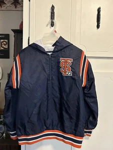 Boys Vintage Athletic Dept Windbreaker Pullover Varsity Football Blue Zip-L10/12 - Picture 1 of 9