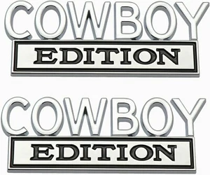 2x Cowboy Edition Emblem Badge Decal Sticker for Universal Truck SUV Chrome - Picture 1 of 5