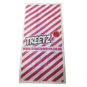 Bolsas de caramelos de papel a rayas rosa y blanco Treetz de 5 x 8,5 x 10 pulgadas para dulces - Imagen 1 de 1