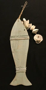 Wooden Fish & Shells Great for Fishermen Man Cave Camp Boaters Greats Gift Boat - Picture 1 of 9