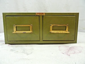 Vintage Cole Steel Two Drawer Index Card Metal File Cabinet for 3"x5" cards - Picture 1 of 14