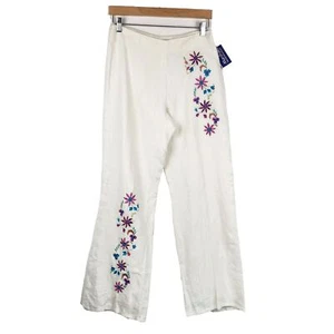 Paraphrase NWT Ivory Floral Embroidered Wide Leg Pants 8 - Picture 1 of 11