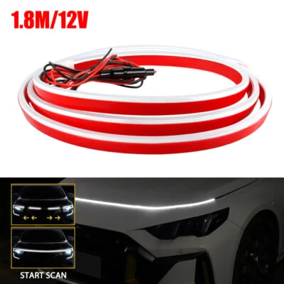 For Chevrolet Car Silverado White Dynamic LED Scan DRL Running Hood Light Strip - Image 1 of 4