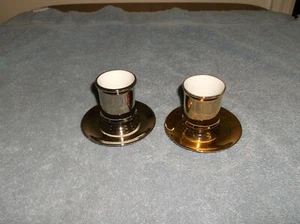 Porcelain De Paris Gold and Silver 1 oz. Glasses with Saucers - Picture 1 of 4