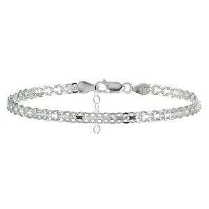 Italienische Bismark Kette Design zierlich verstellbar poliert Sterlingsilber Fußkette - Bild 1 von 6