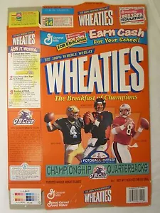 Empty WHEATIES Cereal Box 1998 NFL Championship Quarterbacks FAVRE ELWAY YOUNG - Picture 1 of 2