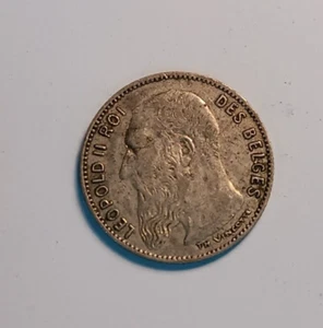 1909 BELGIUM 50 CENTIMES KING LEOPOLD SILVER COIN - Picture 1 of 2