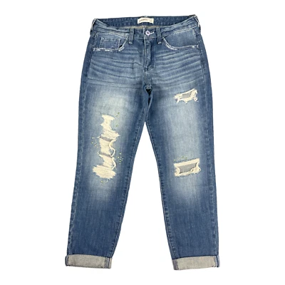 Pantalones de mezclilla de tiro bajo desgastados y con joyas para niñas Abercrombie Kids - 28x27 Foto 1 de 4