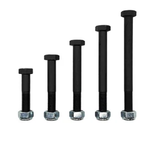 M24 x 100mm Hex Bolt & Nyloc Nut Metric Fine 2p High Tensile Class 10.9 Black - Picture 1 of 5