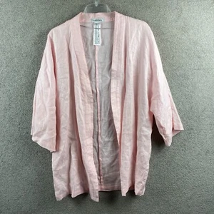 Forever New Linen Cardigan Womens One Size Open Front Pink Long Sleeve Pockets - Picture 1 of 24