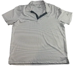 Adidas Golf Whisper Rock Golf Club Mens Size XL Black White Striped Polo Shirt - Picture 1 of 5
