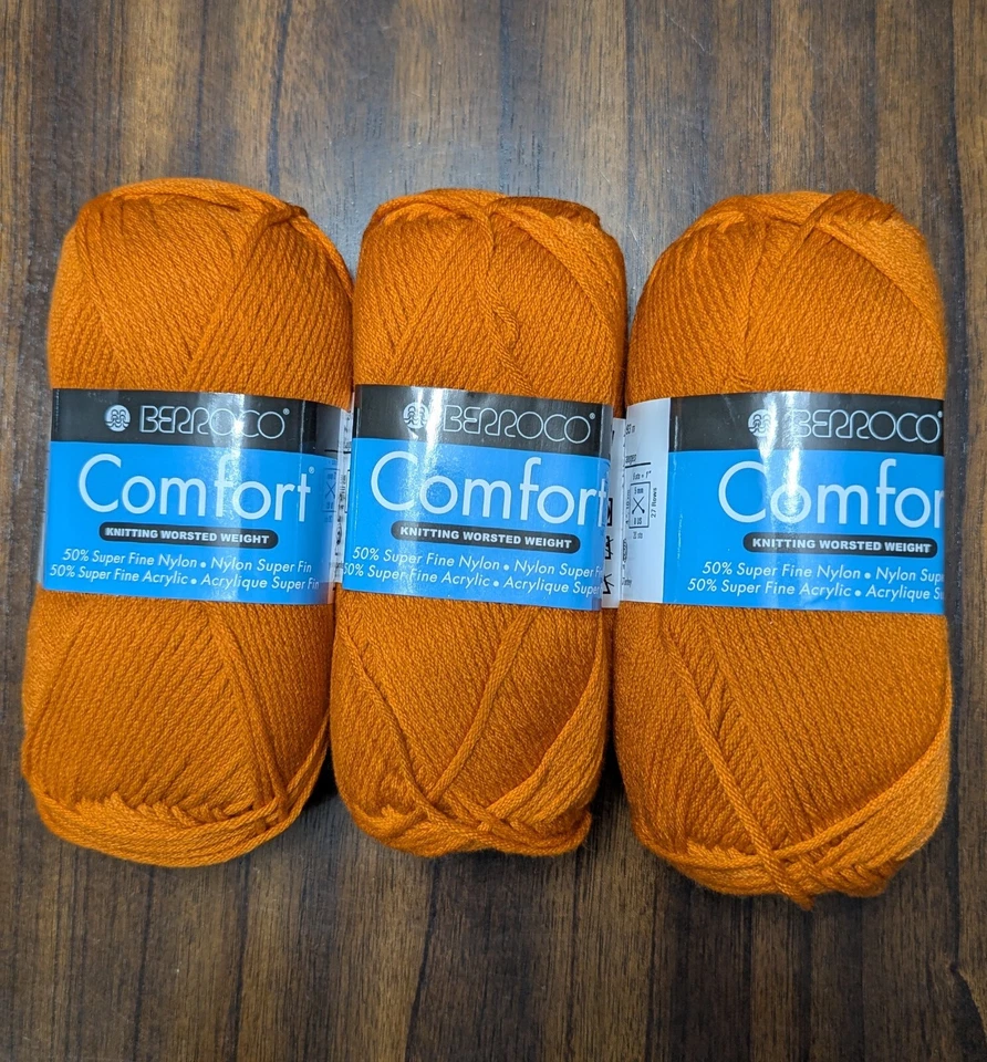 Lote 3 madejas de hilo Berroco Comfort Worsted Weight. 100g Ea. #9731 Kidz Orange Foto 1 de 1