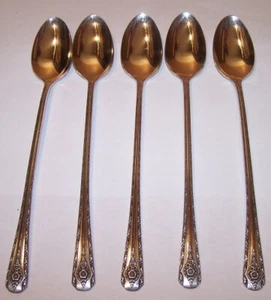 1954 Elegance 5 Iced Teaspoons International Silver Anchor Rogers - Picture 1 of 1