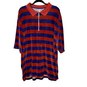 Urban Outfitters Velour Baggy Fit Polo Shirt in Dark Red Navy XL - Picture 1 of 9