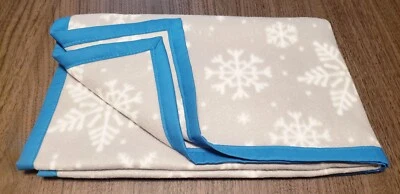 Manta polar hecha a mano copos de nieve gris 30x36 pulgadas bebé/niño pequeño azul ribete regalo  Foto 1 de 4