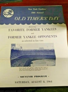 1964 New York Yankees 18th Annual Old Timers Day Program Dimaggio Ruth Baseball - Picture 1 of 8