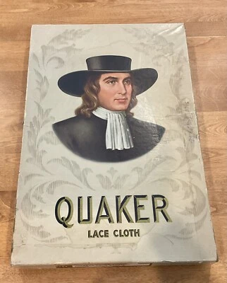 DE COLECCIÓN NUEVO STOCK ANTIGUO CUÁQUERO BARONESA ENCAJE MANTEL 72 X 90 EGIPCIO #5280 CAJA Foto 1 de 4