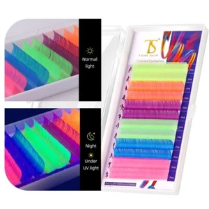 UV Neon Lash Eyelash Extension Glow In The Dark Lashes - Colorful Cosplay Makeup - Picture 1 of 9