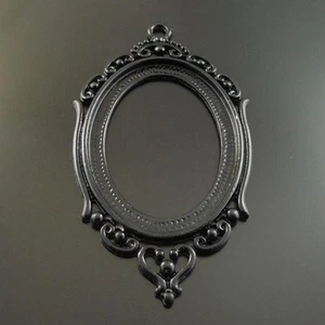 5 Stck. Schwarz Ton Legierung Spitze Kamee Cabochon Fassung 40*30mm Anhänger Charms 34157 - Bild 1 von 1
