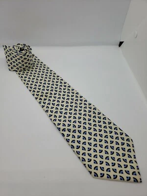 J. Corbata de cuello para hombre doble beige azul cuñas 100 % seda hecha a mano en EE. UU. Foto 1 de 4