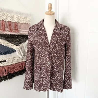 Blazer Free People Maggie Floral Lino Talla 6 Nuevo con Etiquetas Ciruela Sencillo Pecho Foto 1 de 4