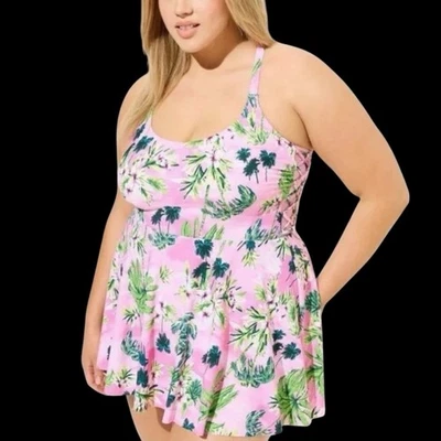 Traje de baño corto sujetador de celosía lateral hawaiano tropical rosa tórrido vestido de baño 5X #500 Foto 1 de 4