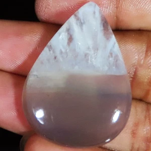60.55 Cts 100% Natural Ice Solar Quartz Pear Cabochon Gemstone 28x39x6 mm UT115 - Picture 1 of 6