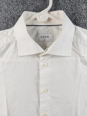 Eton French Cuff 16 All Cotton Signature Twill Slim White Elegant Button Up Mens - Image 1 of 4