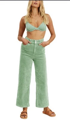 Pantalones Billabong Mujer 24 Verde Chill Out Pana Pierna Ancha El Rubio Salado Foto 1 de 4