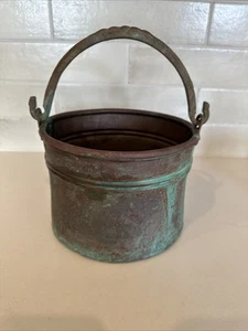 VTG Copper Pail With Brass Handle, Great Patina, Use For Display Or Planter - Picture 1 of 7