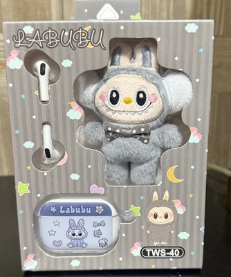 Auriculares Bluetooth Labubu con estuche (felpa un lindo colgante de lona) Foto 1 de 3