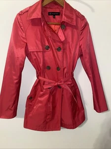 INC Sz S Women's Red Classic Trench Coat Jacket Front Button Vent Not Yet Cut - Picture 1 of 12