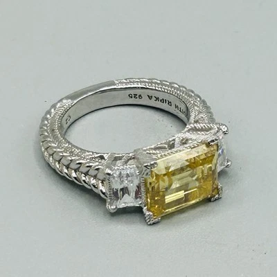 Anillo JUDITH RIPKA piedra citrino plata de ley 925 talla 8,25 hecho en Tailandia Foto 1 de 4