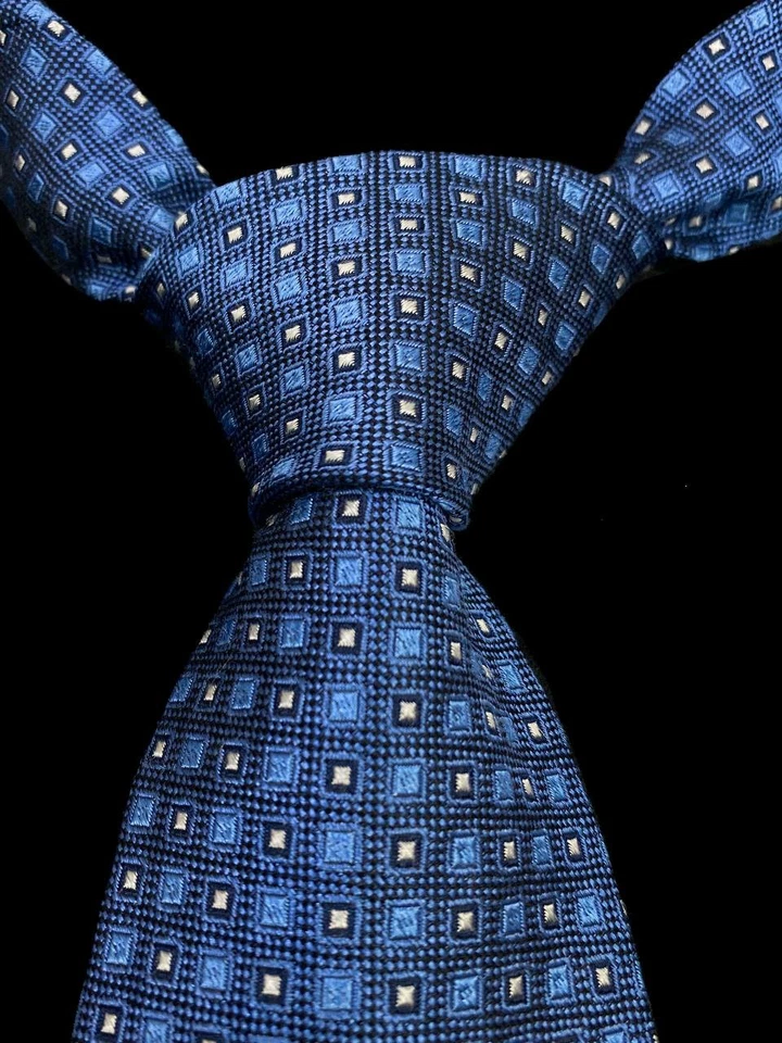Corbata Brooks Brothers 346 azul a cuadros patrón geométrico seda 59" hecha en EE. UU. Foto 1 de 4
