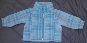 Chaqueta polar Columbia azul a cuadros cremallera completa bebé niño 6 meses usada en excelente estado - Imagen 1 de 9