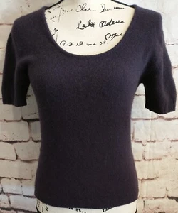 Express Wool Angora Scoop neck purple Medium Short Sleeve Stretch Sweater Italy - Picture 1 of 3