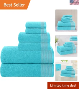Elegant Turquoise 6-Pack Cotton Towel Set - Bath, Hand, & Washcloths Included - Picture 1 of 10