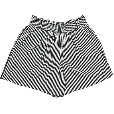 Shorts de algodão listrado branco azul Michael Kors tamanho 8 com elástico na cintura e bolsos - Imagem 1 de 4