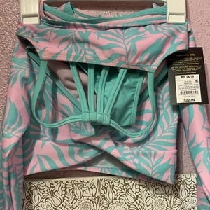 📀 Art Class Girl's 3pc Long Sleeve Under the Palms Cropped Bikini Set XS - Picture 1 of 5