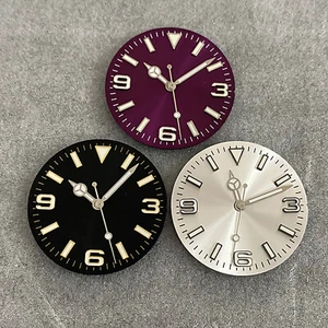 Sun 369 Strip Nail Dial+Hand Green Luminous 28.5MM for NH35/36/4R/7S Movement - Picture 1 of 21