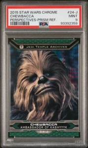 2015 Topps Star Wars Chrome #24-J Chewbacca Prism Refractor /199 PSA 9 Mint Pop1 - Picture 1 of 4