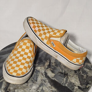Vans Womens 8.5 Classic Checkerboard Skate Shoes Canvas Sneaker Orange White